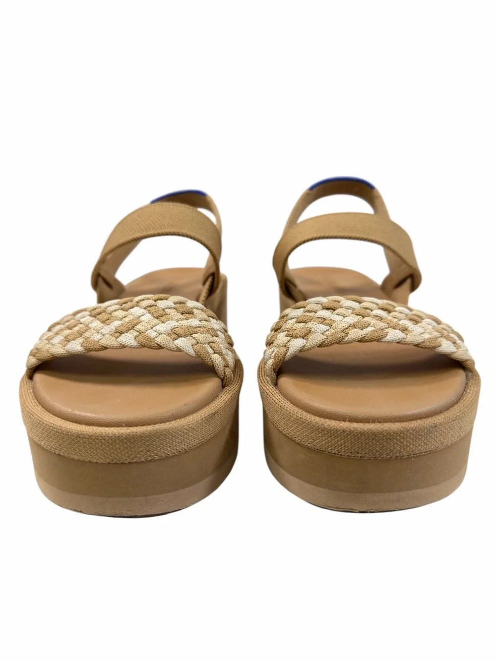 Rothy’s The Lightweight Platform Wedge Sandals in Beach Sand Woven Size 7.5